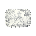 Vlekwerende Linnen Placemat – 50x35 cm - Toile de Jouy Nero