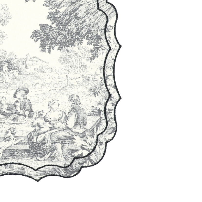 Vlekwerende Linnen Placemat – 50x35 cm - Toile de Jouy Nero