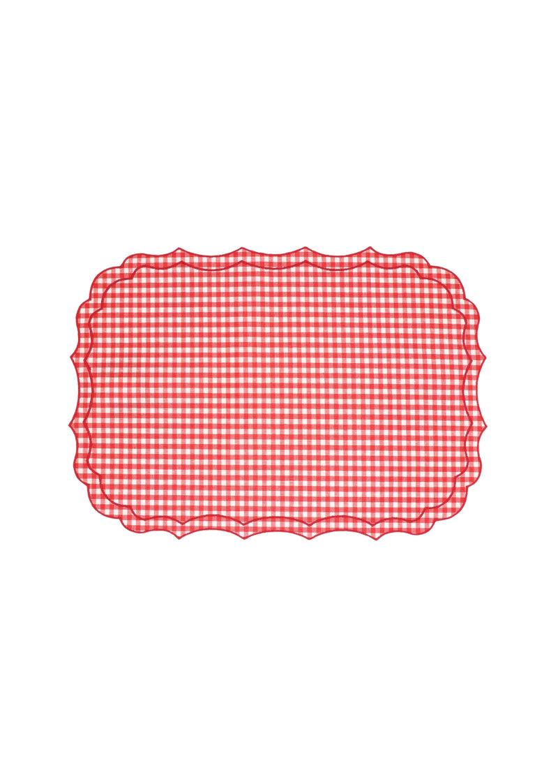 Vlekwerende Linnen Placemat - 35 x 50 cm-  Rode Vichy