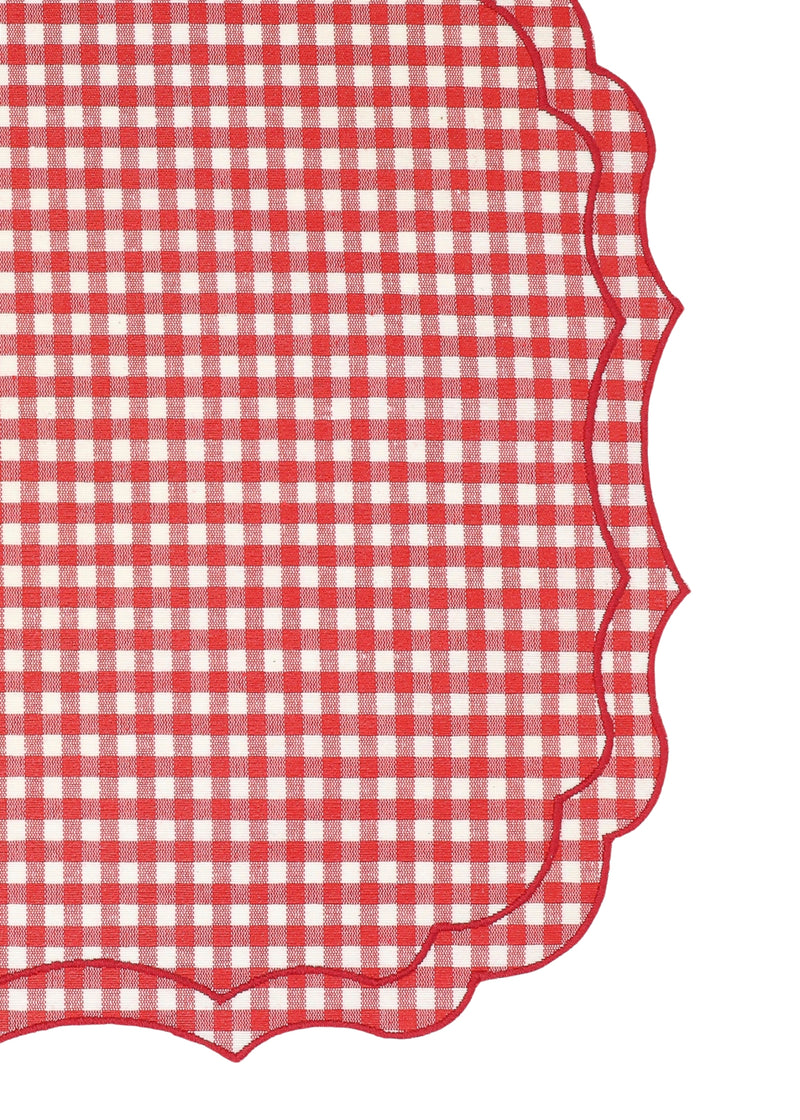 Vlekwerende Linnen Placemat - 35 x 50 cm-  Rode Vichy