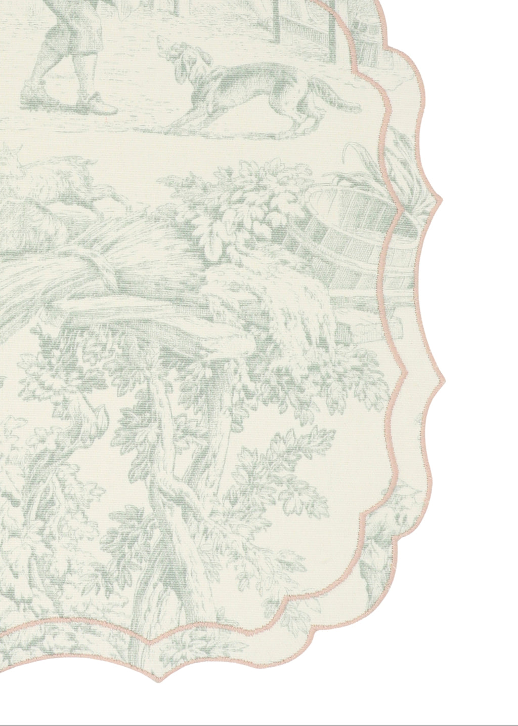 Vlekwerende Katoenen Placemat – 50x35 cm - Lichtgroene Toile De Jouy