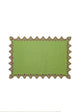 Vlekwerende Linnen Placemat – 50x35 cm - Groen met paarse broderie