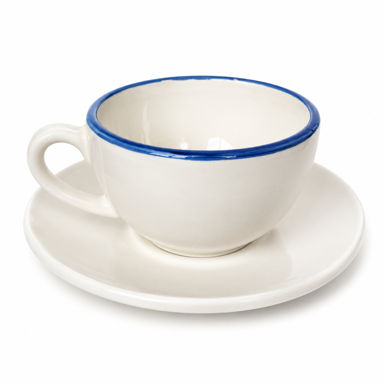 Coffee cup with saucer – Blue rim – Ø 10 x 7.5 cm