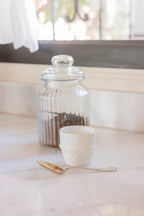 Ceramic Espresso Cup – White Relief with Gold – 60ml