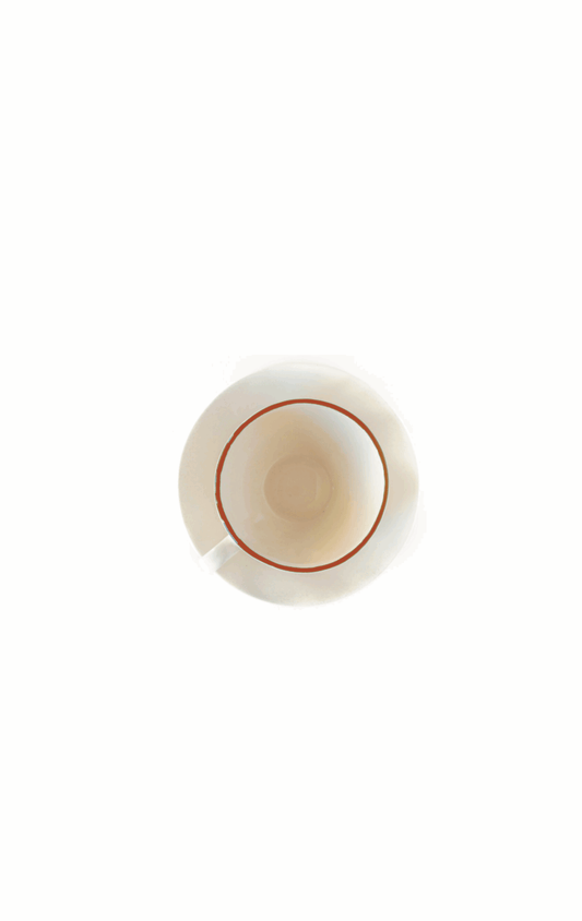 Coffee cup with saucer – Orange rim – Ø 10 x 7.5 cm