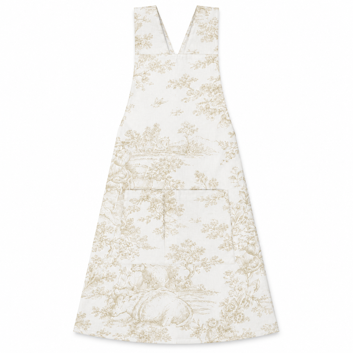 Japanese kitchen apron Toile de Jouy