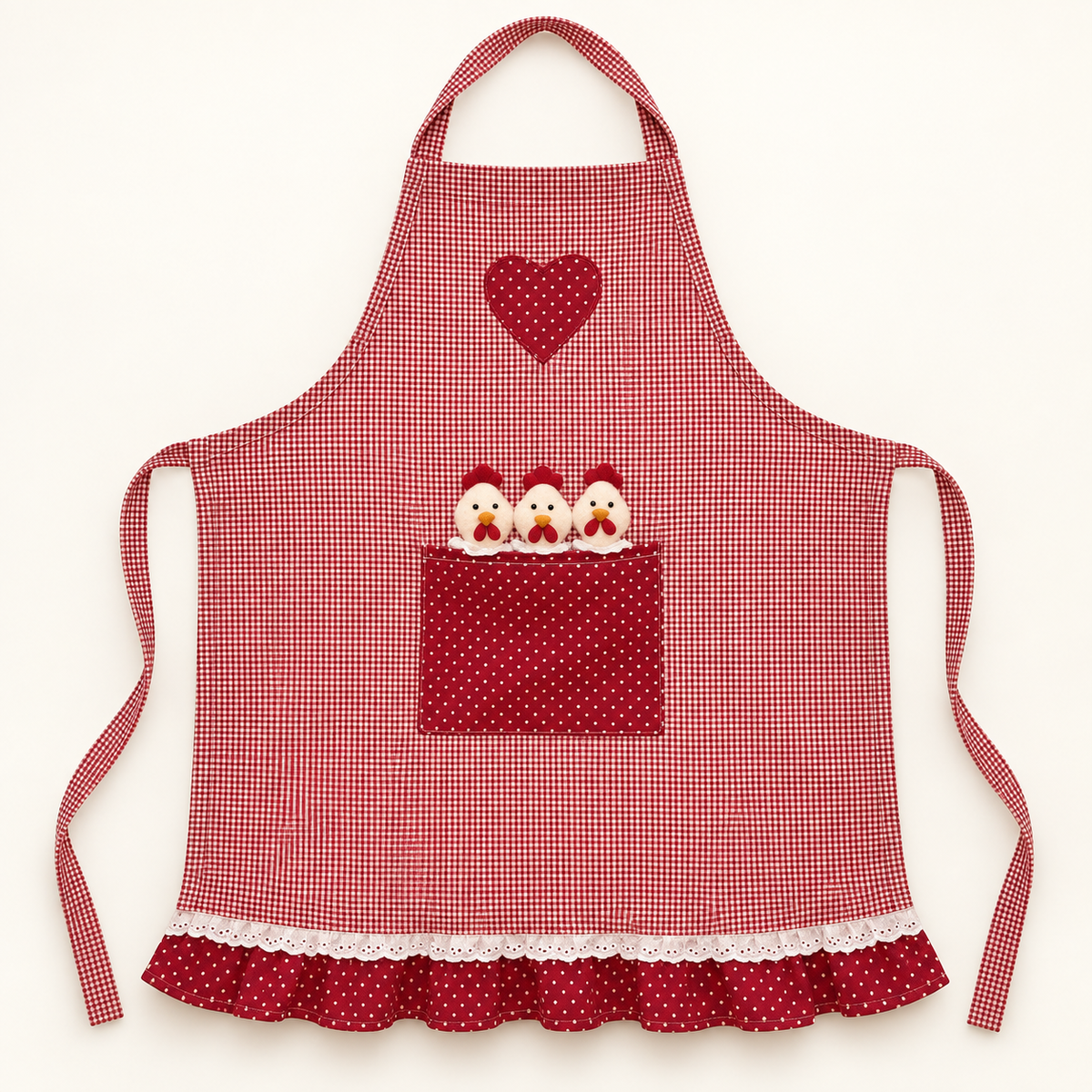 Kinderschortje met kipjes – rood