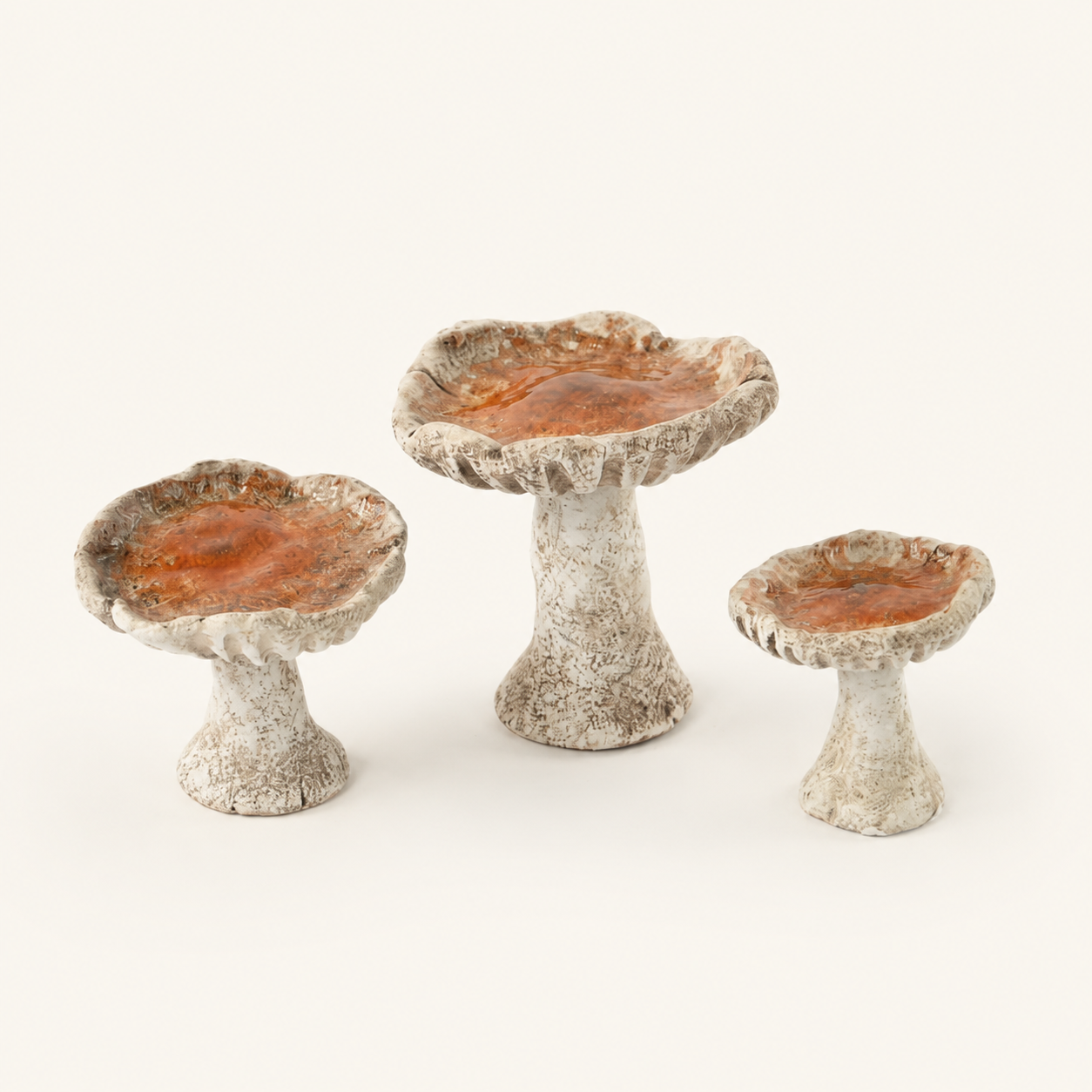 Set 3 Decoratieve Paddestoelen Keramiek - Burnt Orange