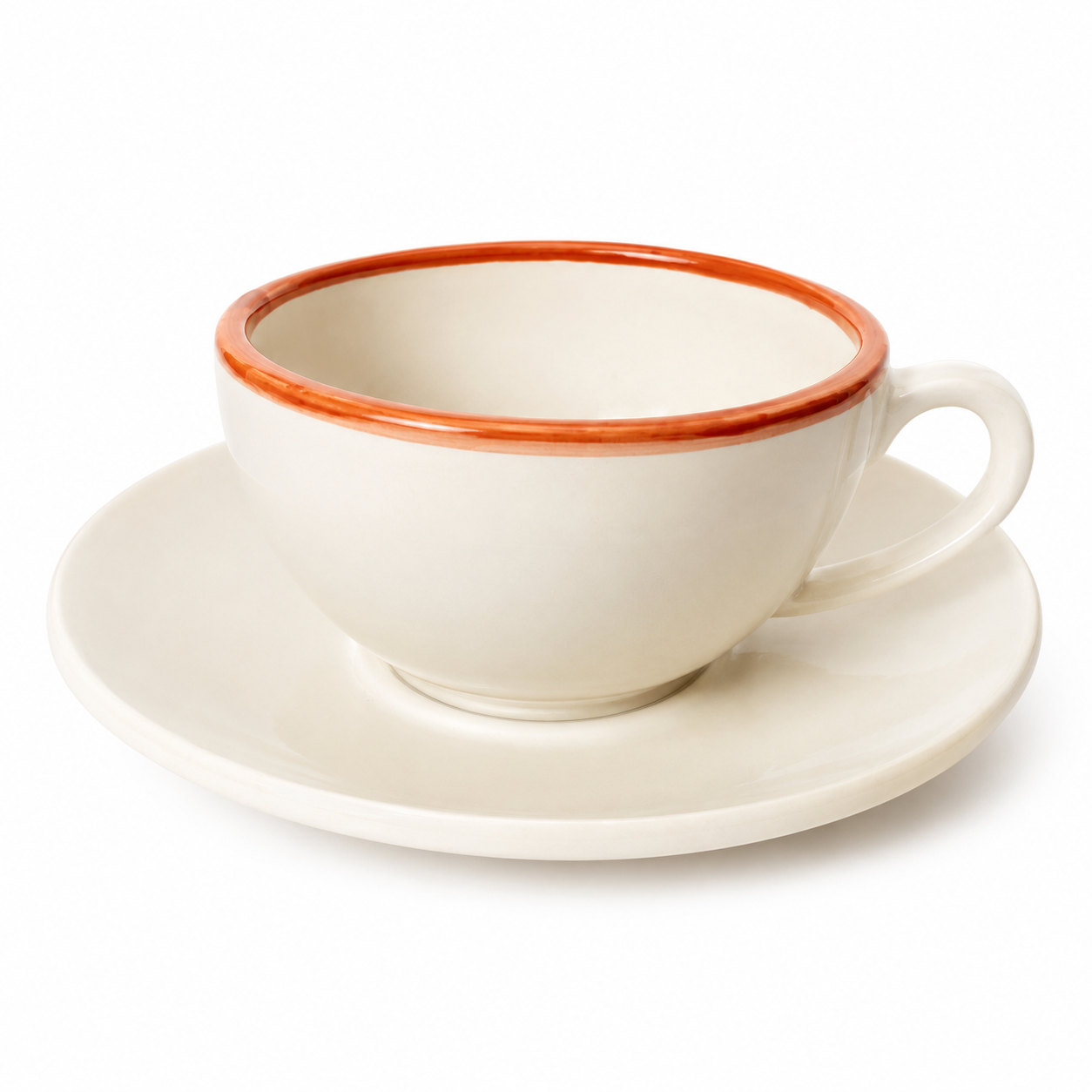 Coffee cup with saucer – Orange rim – Ø 10 x 7.5 cm