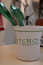 Kitchen utensil holder with inscription – Ø 15 x H 15 cm