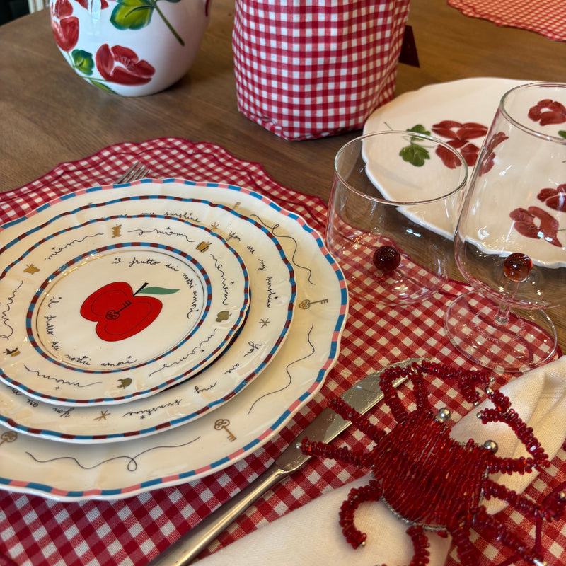 Vlekwerende Linnen Placemat - 35 x 50 cm-  Rode Vichy