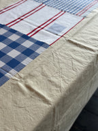 Tablecloth - Off-white with blue patchwork - 175x250cm