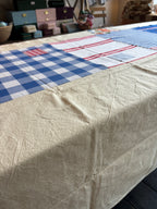 Tablecloth - Off-white with blue patchwork - 175x250cm