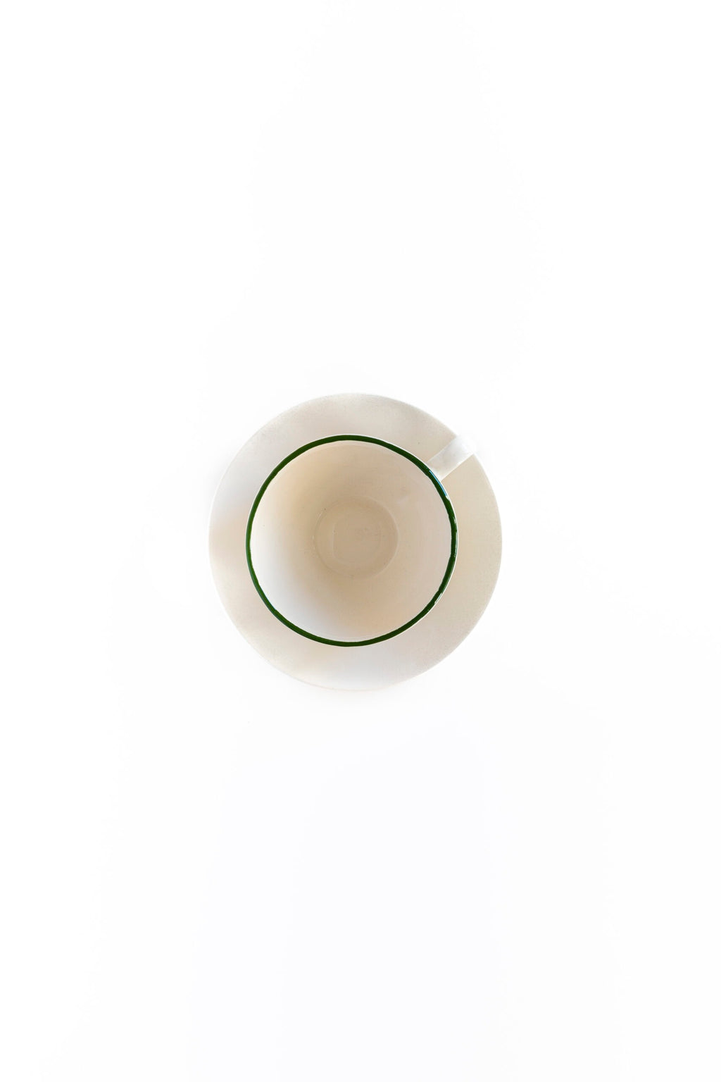 Koffietas met bordje – Groen randje – Ø 10 x 7,5 cm