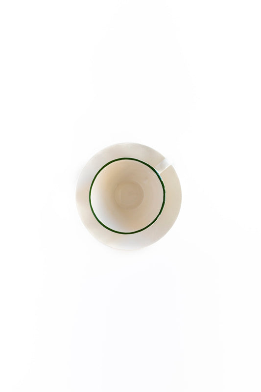 Coffee cup with saucer – Green rim – Ø 10 x 7.5 cm