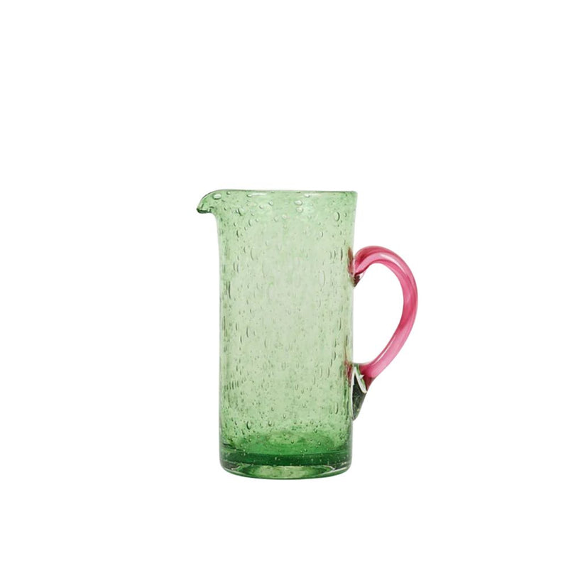 Grote rechte karaf uit Biot -  Groen x Roze