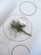 Tablecloth - Off-white colored circles - 150 x 240 cm