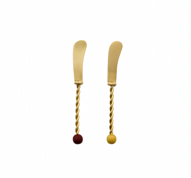 Set van 2 Botermesjes (Goudkleurig Staal)