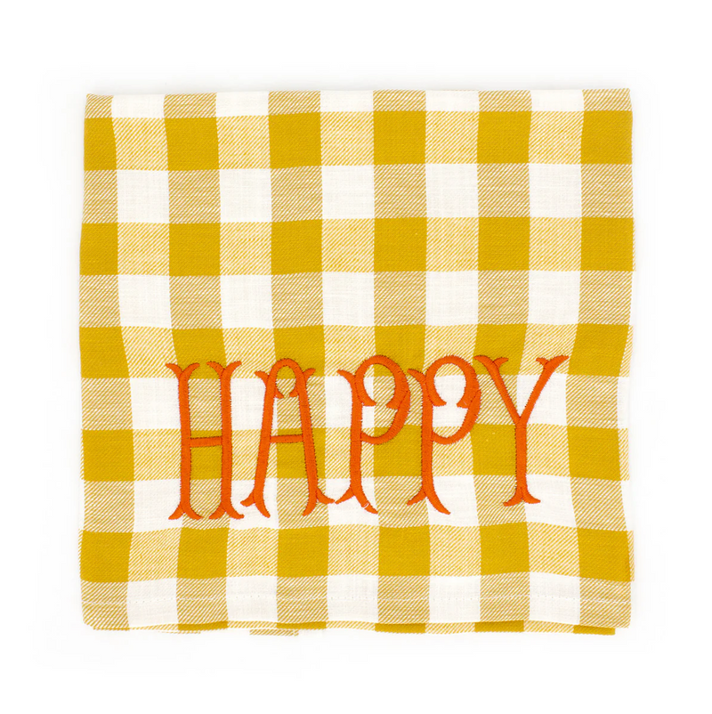 Keukenhanddoek - Geel Happy - 45X70cm