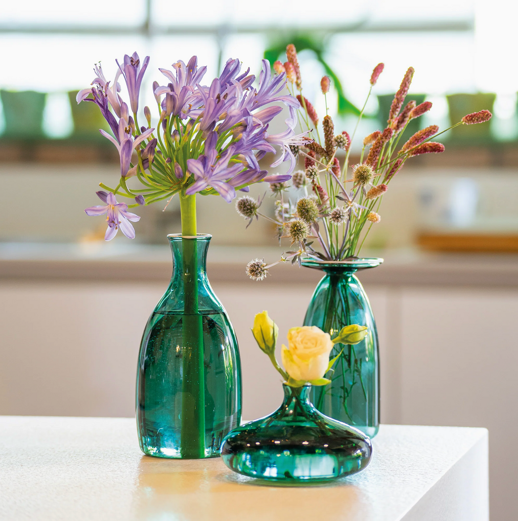 Un Fiore - Glazen Vaasje met Open Rand – Groen – 22 cl