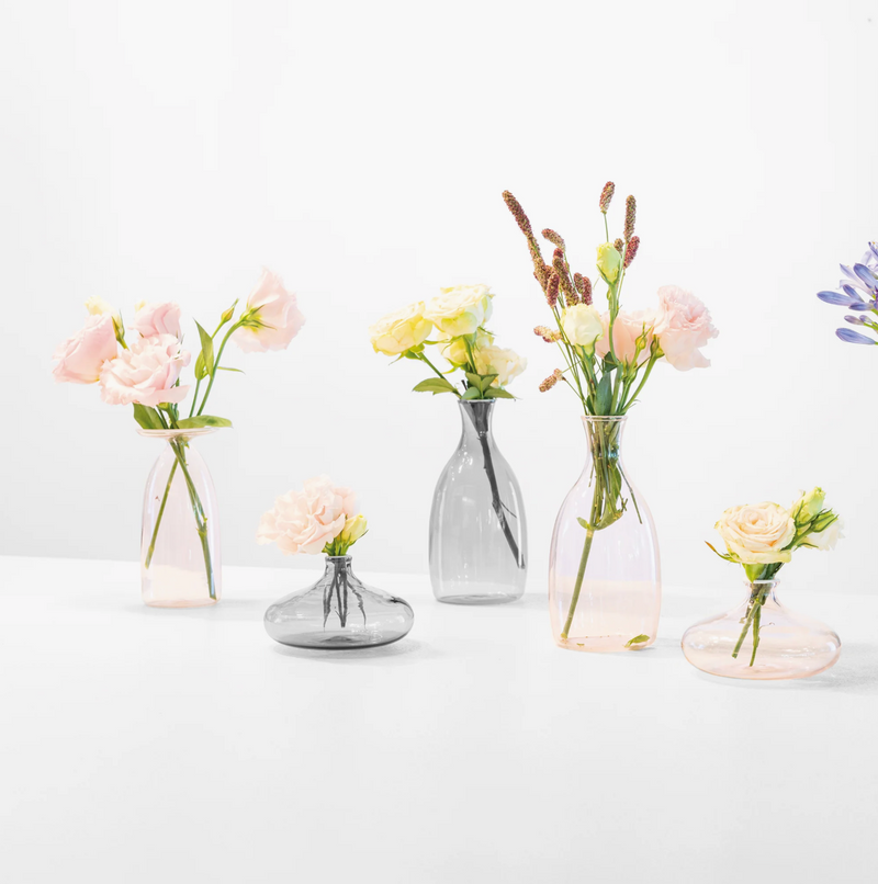 Glazen Vaasje met witte rand – Grijs – 35 cl