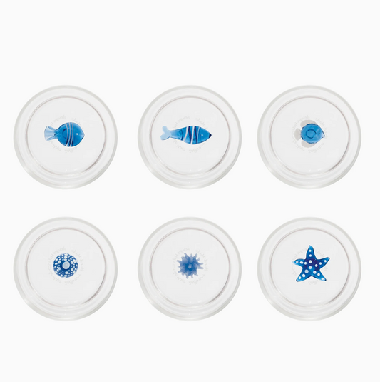 Teca - Visjes - Set van 6 Glazen