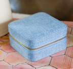 Travel Jewelry Box Linen Effect - Light Blue