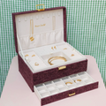 Linen-effect jewelry box - Bordeaux