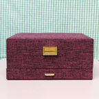 Linen-effect jewelry box - Bordeaux