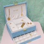 Linen-effect jewelry box - Light blue