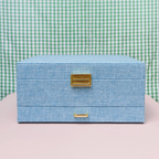 Linen-effect jewelry box - Light blue