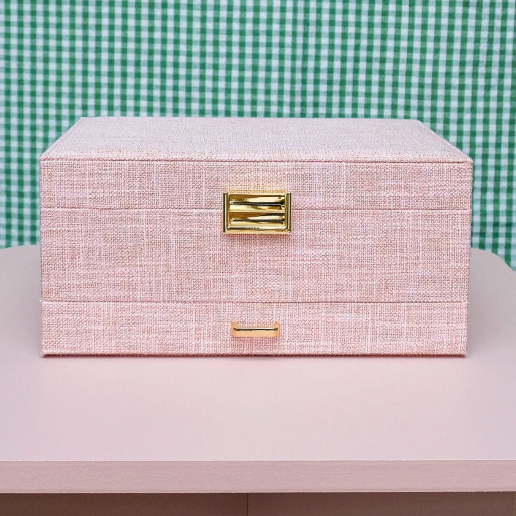 Sieradendoos linnen effect - Roos