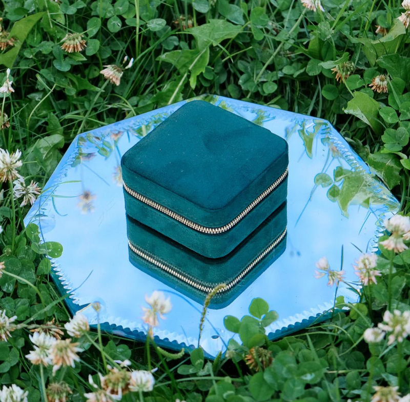 Reissieradendoos velours - groen