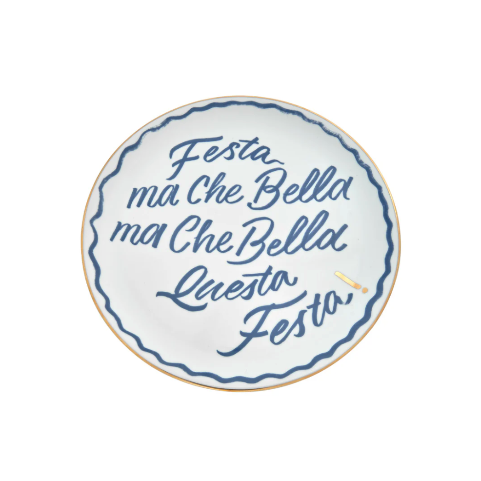 The Club - Pizza plate 'Festa' - White/Blue - Ø 32