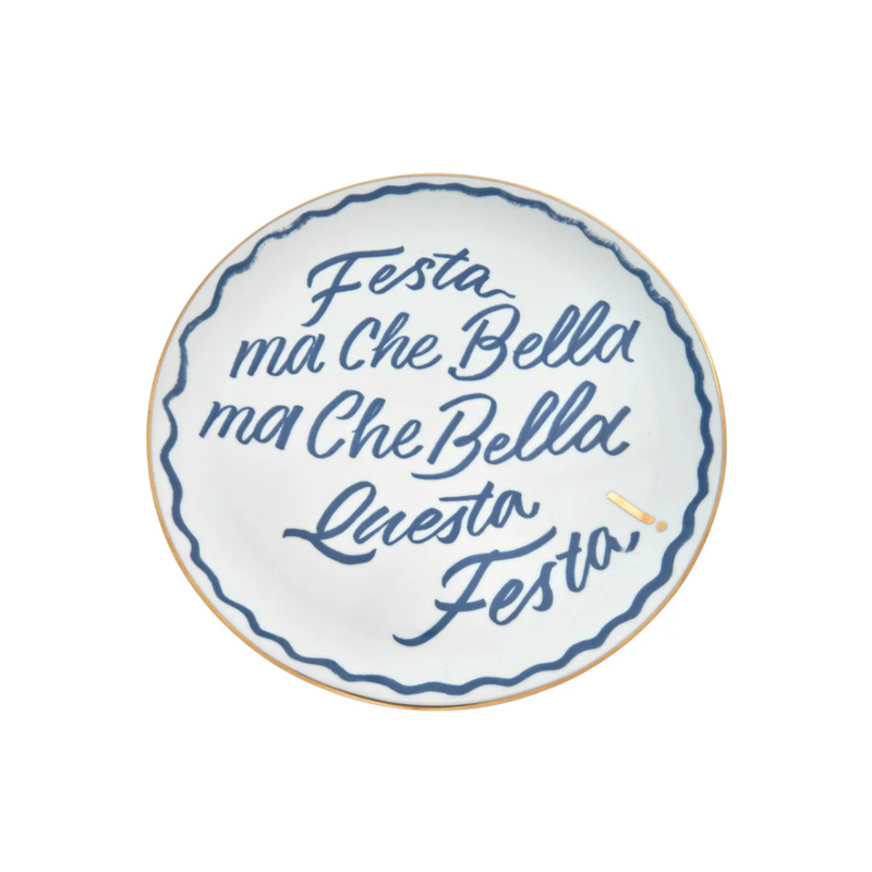 The Club - Pizza plate 'Festa' - White/Blue - Ø 32