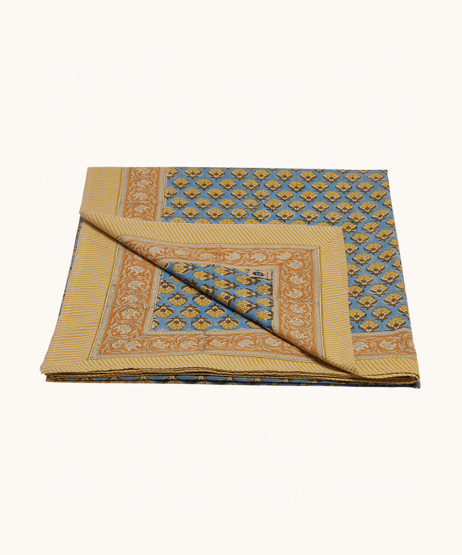 Handbedrukt tafellaken “Blue Emma”  – 2 maten