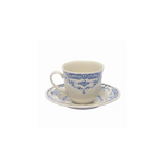 Rose theekopje met schotel in blauw