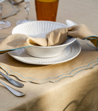 Linen Napkin with Contrasting Edge - Yellow/Gray