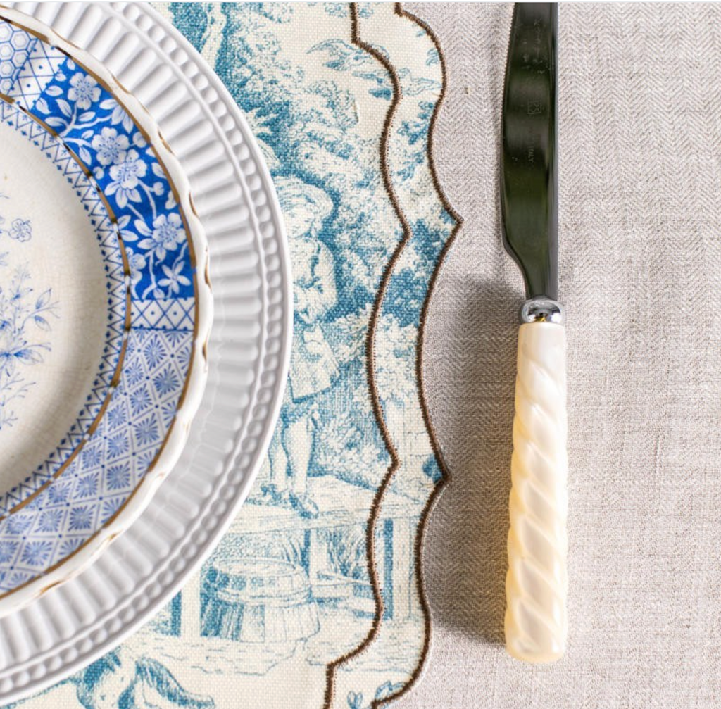 Vlekwerende Katoenen Placemat – 50x35 cm - Blauwe Toile De Jouy