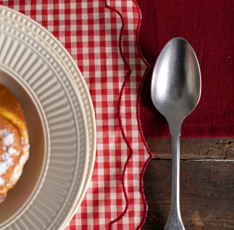 Vlekwerende Linnen Placemat - 35 x 50 cm-  Rode Vichy