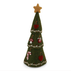 Kerstornament vilten kerstboom van Gry & Sif in groen met gouden ster en geborduurde versiering