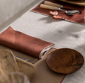 Linen Napkin with Contrasting Edge - Terracotta / White (45 × 45 cm)