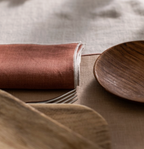 Linen Napkin with Contrasting Edge - Terracotta / White (45 × 45 cm)