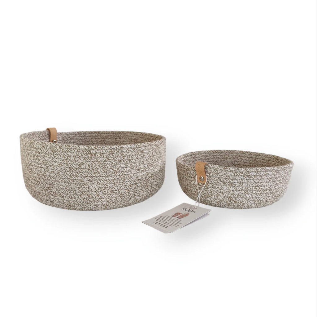 Handmade baskets made from recycled cotton - Light beige - (S - M - High/Low)