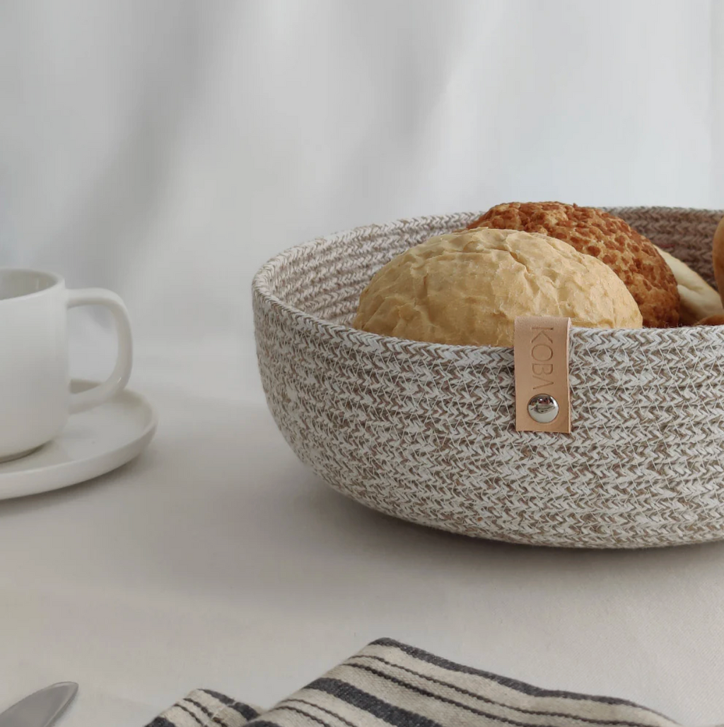 Handmade baskets made from recycled cotton - Light beige - (S - M - High/Low)