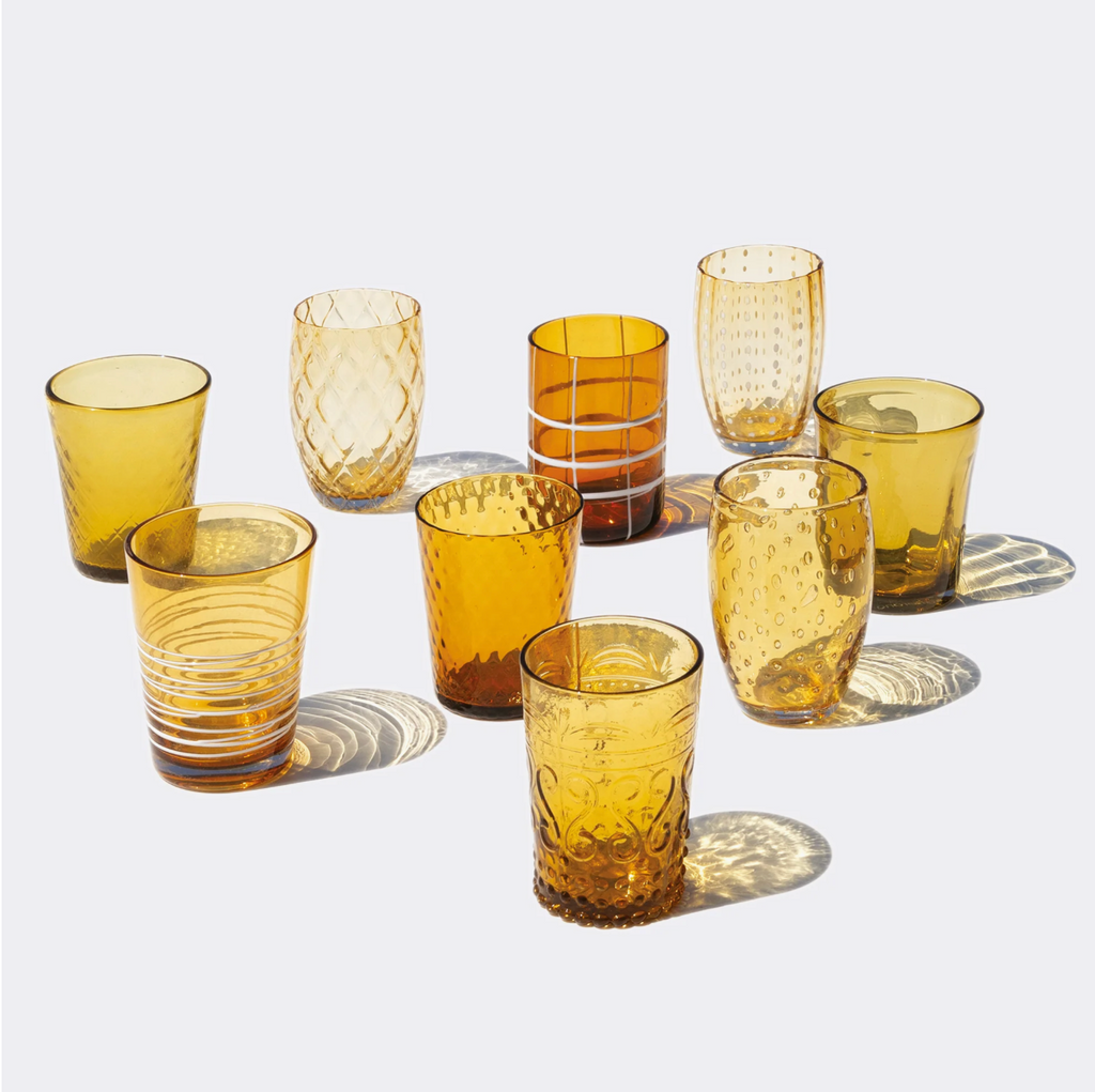 Melting Pod - Amber geel - Set van 6 Glazen