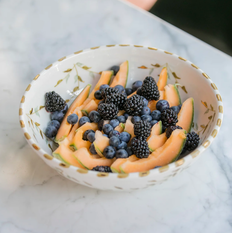 Keramische slakom "Gouden blaadjes"  -  Ø 26 cm