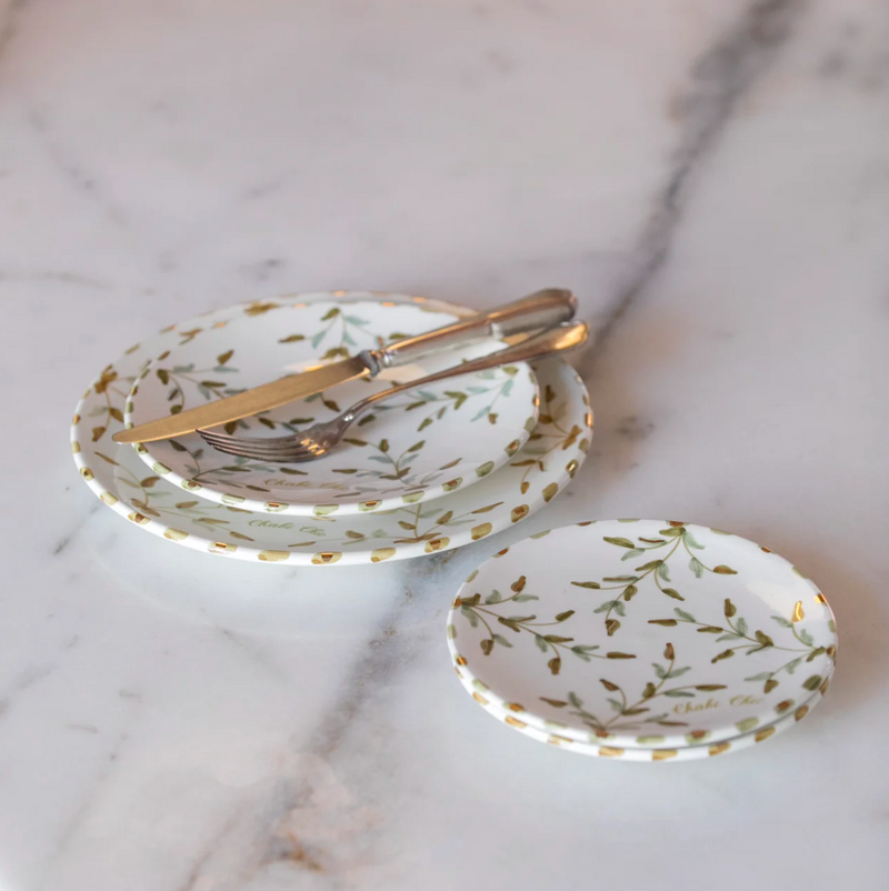 Keramisch Bord "Gouden blaadjes" -  Ø 20 cm