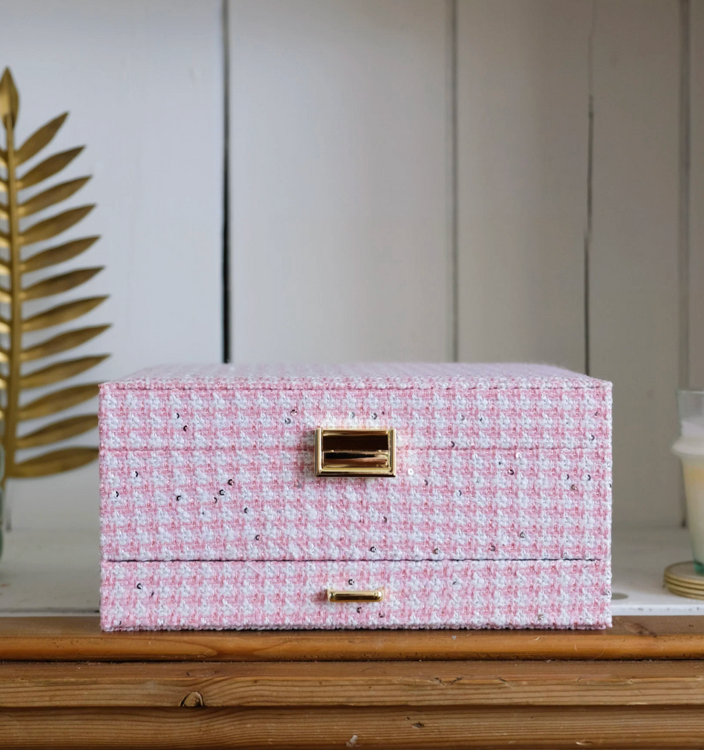 Jewelry box with houndstooth effect - Pink