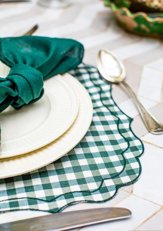 Vlekwerende Linnen Placemat – 50x35 cm - Vichy Bosco (Groen)
